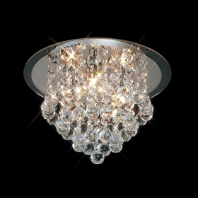 Atla Polished Chrome Crystal Ceiling Lights Diyas Flush Crystal Fittings